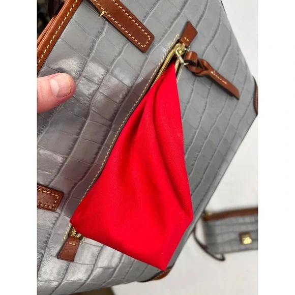 Dooney & Bourke Tote Bag in a Gray Crocodile-Embossed Leather Finish - Picture 14 of 16